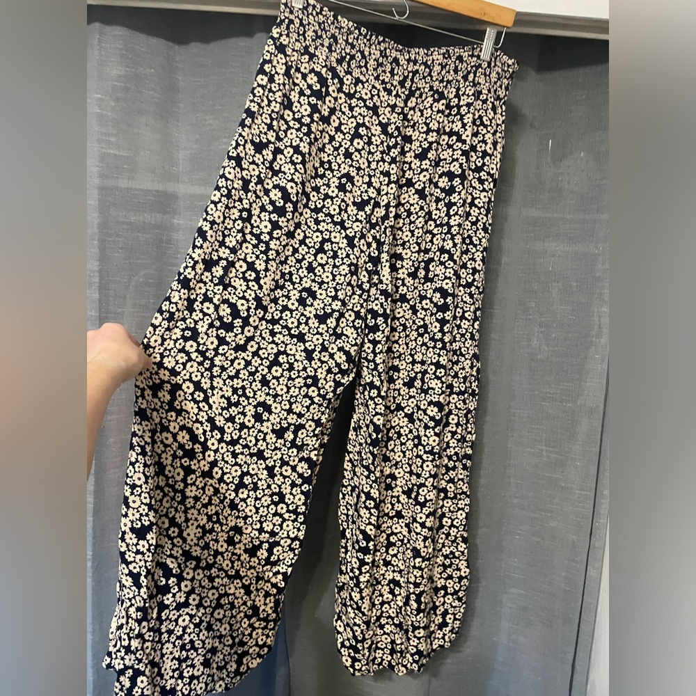 High Rise Floral Print Palazzo Wide Leg Pant